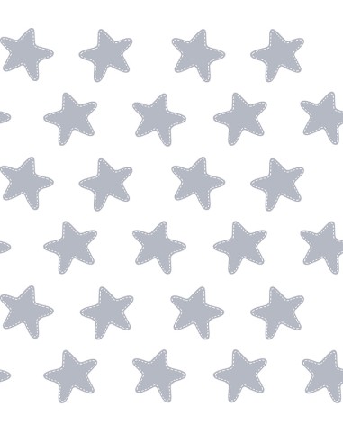 Colcha Copriletto Ajustable "Algodón" Estrellas Gris Luna - Fondo Blanco - Medida: 90 x 190 cm